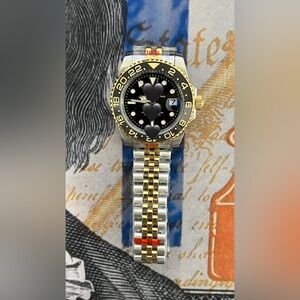 Men’s GMT Style Automatic Steel Watch Two Tone Black/Gray “Zombie” Colorway 41mm